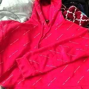 Red OBEY worldwide cropped hoodie